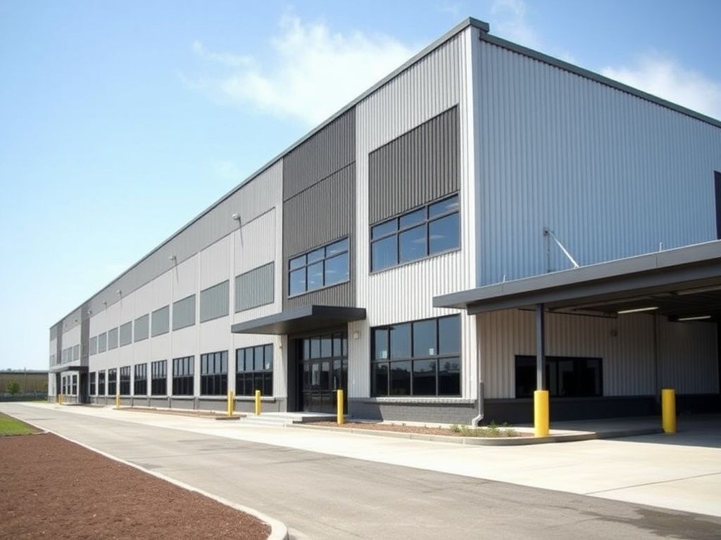 Modern industrial clean factory facade