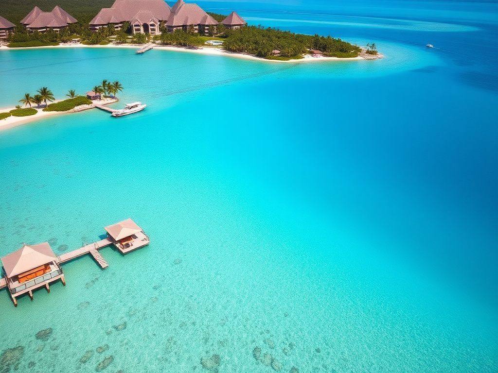 Tropical coastal development and clear blue water