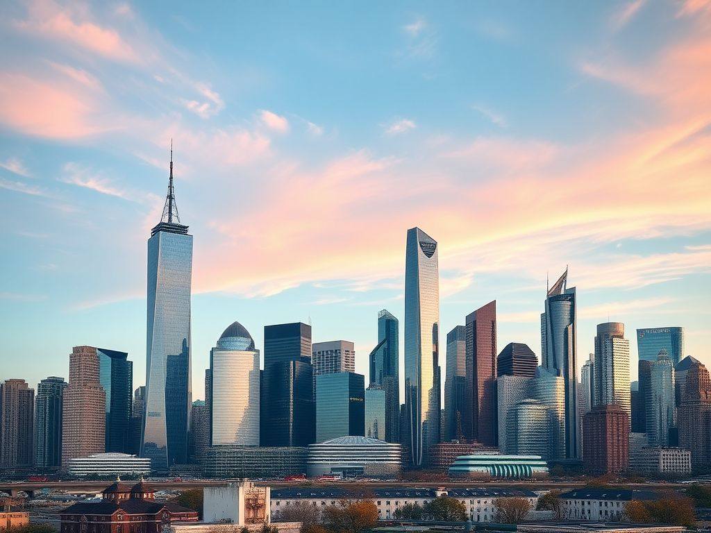 International modern financial district skyline