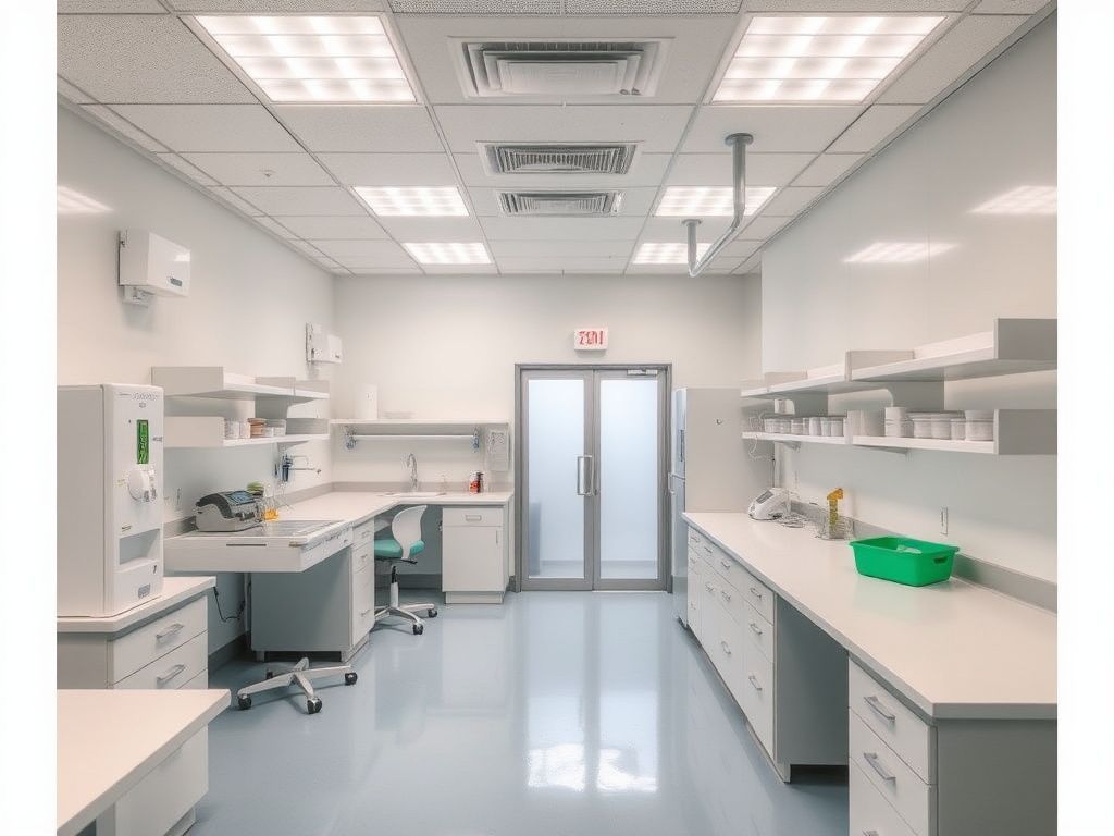 Hospital laboratory cleanroom workspace